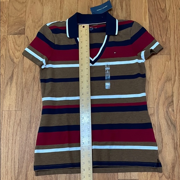 Tommy Hilfiger Striped Polo Shirt - Multicolor Ladies Size Small Collar NWT - Picture 4 of 10